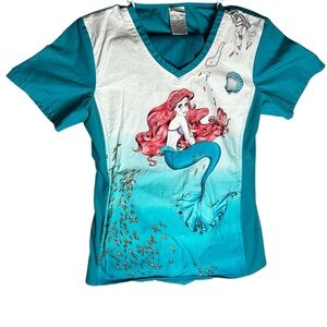 Disney‎ Sz XS Ariel Little Mermaid Scrub Top/ Dickies Sz XS Scrub Bottom Set